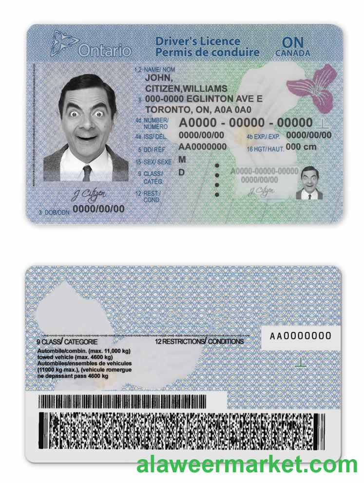 Canada Ontario driving license template in PSD format(2018present)